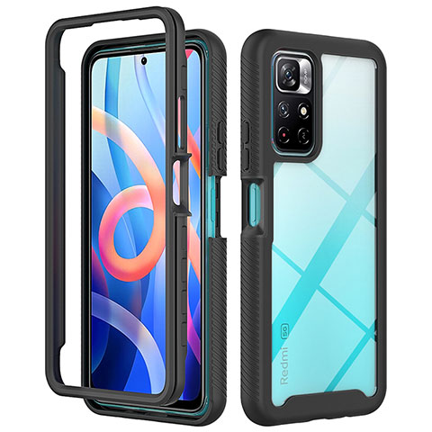 Coque Rebord Contour Silicone et Vitre Transparente Housse Etui 360 Degres ZJ4 pour Xiaomi Poco M4 Pro 5G Noir