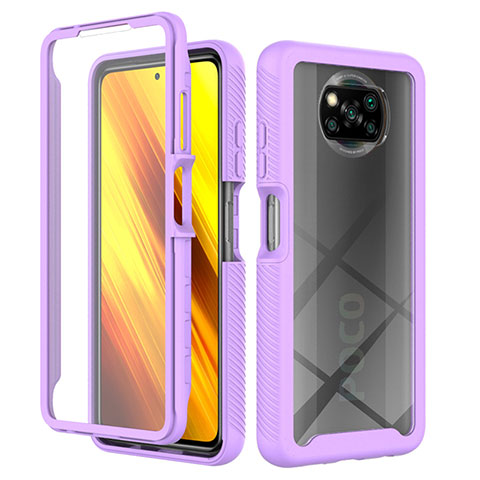 Coque Rebord Contour Silicone et Vitre Transparente Housse Etui 360 Degres ZJ4 pour Xiaomi Poco X3 NFC Violet Clair