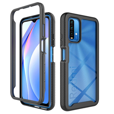 Coque Rebord Contour Silicone et Vitre Transparente Housse Etui 360 Degres ZJ4 pour Xiaomi Redmi 9 Power Noir