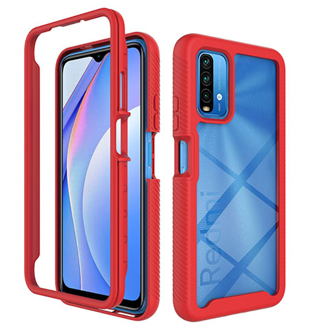 Coque Rebord Contour Silicone et Vitre Transparente Housse Etui 360 Degres ZJ4 pour Xiaomi Redmi 9 Power Rouge