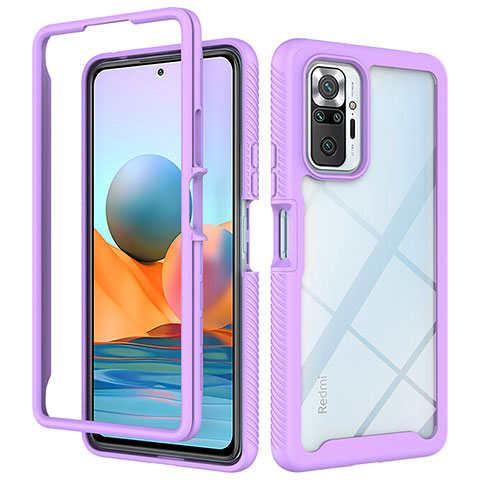 Coque Rebord Contour Silicone et Vitre Transparente Housse Etui 360 Degres ZJ4 pour Xiaomi Redmi Note 10 Pro 4G Violet Clair