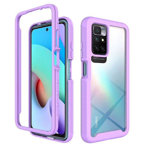 Coque Rebord Contour Silicone et Vitre Transparente Housse Etui 360 Degres ZJ4 pour Xiaomi Redmi Note 11 4G (2021) Violet Clair