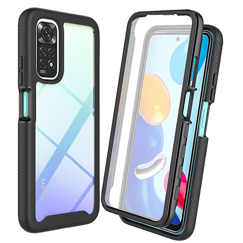 Coque Rebord Contour Silicone et Vitre Transparente Housse Etui 360 Degres ZJ4 pour Xiaomi Redmi Note 11 4G (2022) Noir