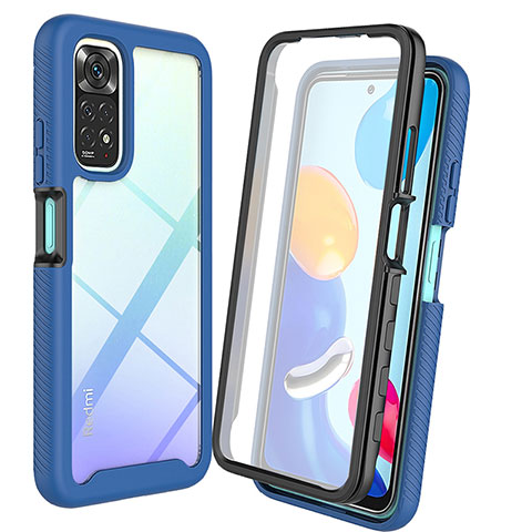 Coque Rebord Contour Silicone et Vitre Transparente Housse Etui 360 Degres ZJ4 pour Xiaomi Redmi Note 11 Pro 4G Bleu