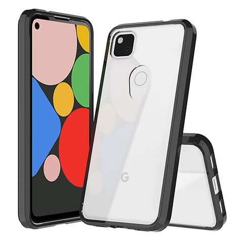 Coque Rebord Contour Silicone et Vitre Transparente Housse Etui 360 Degres ZJ5 pour Google Pixel 4a Noir