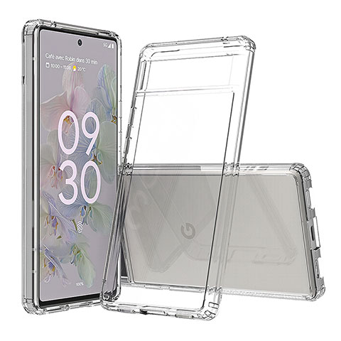 Coque Rebord Contour Silicone et Vitre Transparente Housse Etui 360 Degres ZJ5 pour Google Pixel 6a 5G Clair