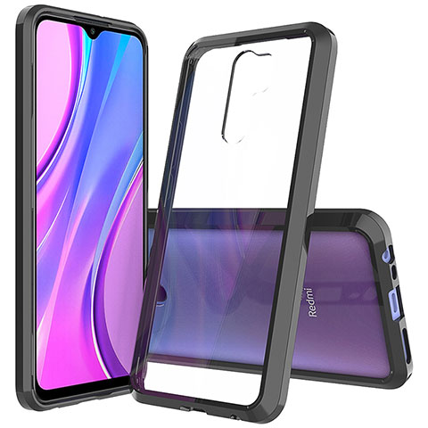 Coque Rebord Contour Silicone et Vitre Transparente Housse Etui 360 Degres ZJ5 pour Xiaomi Redmi 9 Noir