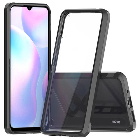 Coque Rebord Contour Silicone et Vitre Transparente Housse Etui 360 Degres ZJ5 pour Xiaomi Redmi 9A Noir