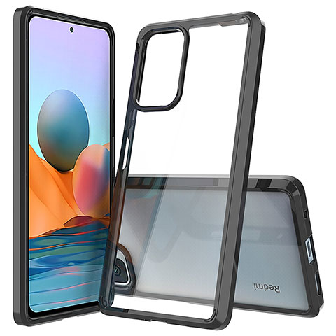 Coque Rebord Contour Silicone et Vitre Transparente Housse Etui 360 Degres ZJ5 pour Xiaomi Redmi Note 10 Pro 4G Noir