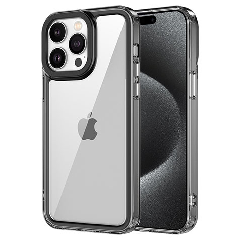 Coque Rebord Contour Silicone et Vitre Transparente Housse Etui AC1 pour Apple iPhone 14 Pro Noir