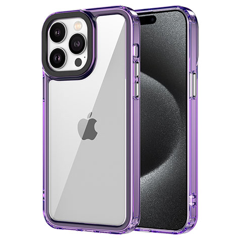 Coque Rebord Contour Silicone et Vitre Transparente Housse Etui AC1 pour Apple iPhone 16 Pro Violet Clair