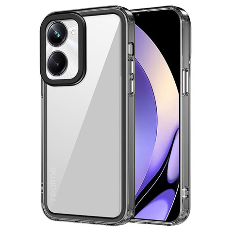 Coque Rebord Contour Silicone et Vitre Transparente Housse Etui AC1 pour Realme 10 Pro 5G Noir