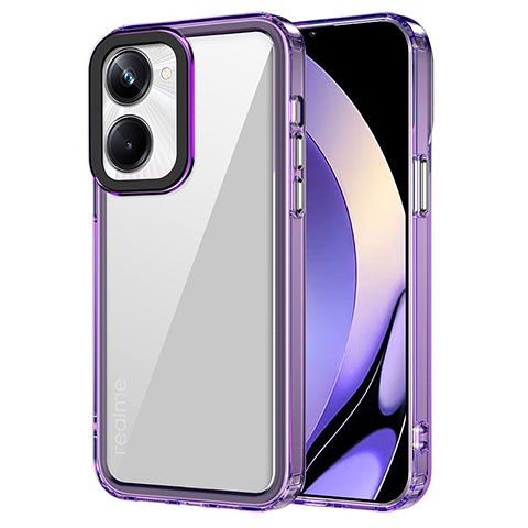 Coque Rebord Contour Silicone et Vitre Transparente Housse Etui AC1 pour Realme 10 Pro 5G Violet Clair