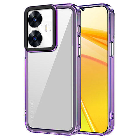 Coque Rebord Contour Silicone et Vitre Transparente Housse Etui AC1 pour Realme C55 Violet Clair