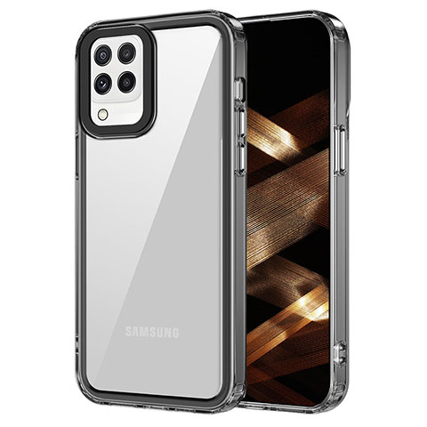 Coque Rebord Contour Silicone et Vitre Transparente Housse Etui AC1 pour Samsung Galaxy A22 4G Noir