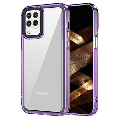 Coque Rebord Contour Silicone et Vitre Transparente Housse Etui AC1 pour Samsung Galaxy A22 4G Violet Clair