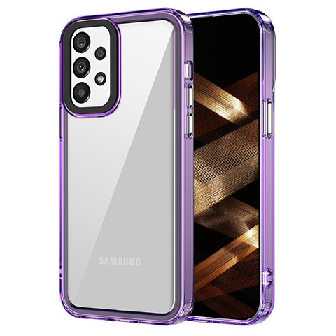 Coque Rebord Contour Silicone et Vitre Transparente Housse Etui AC1 pour Samsung Galaxy A73 5G Violet Clair