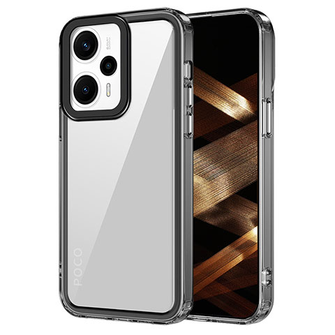 Coque Rebord Contour Silicone et Vitre Transparente Housse Etui AC1 pour Xiaomi Poco F5 5G Noir