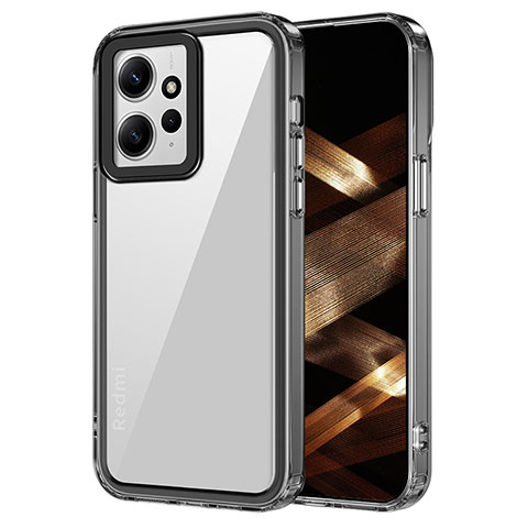 Coque Rebord Contour Silicone et Vitre Transparente Housse Etui AC1 pour Xiaomi Redmi Note 12 4G Noir