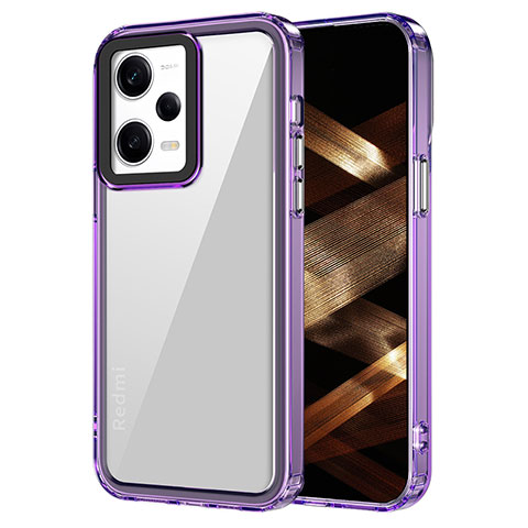 Coque Rebord Contour Silicone et Vitre Transparente Housse Etui AC1 pour Xiaomi Redmi Note 12 Pro 5G Violet Clair