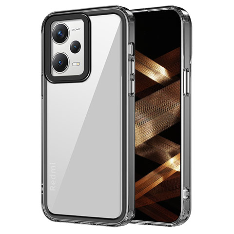 Coque Rebord Contour Silicone et Vitre Transparente Housse Etui AC1 pour Xiaomi Redmi Note 12 Pro+ Plus 5G Noir