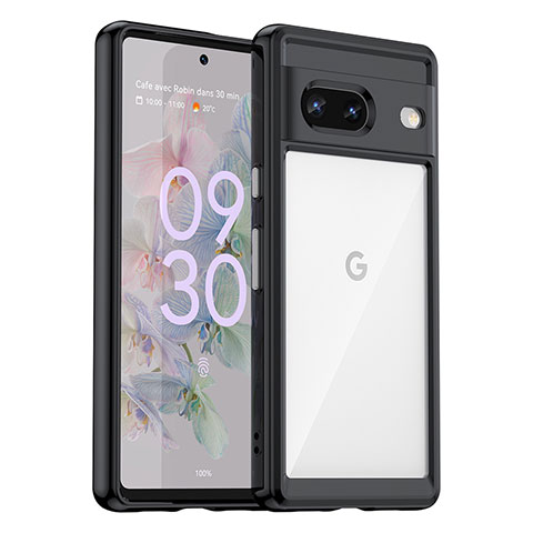 Coque Rebord Contour Silicone et Vitre Transparente Housse Etui J01S pour Google Pixel 7 5G Noir