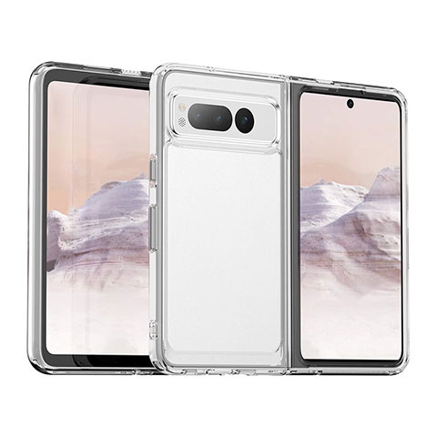 Coque Rebord Contour Silicone et Vitre Transparente Housse Etui J01S pour Google Pixel Fold 5G Clair