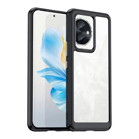 Coque Rebord Contour Silicone et Vitre Transparente Housse Etui J01S pour Huawei Honor 100 5G Noir