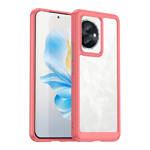 Coque Rebord Contour Silicone et Vitre Transparente Housse Etui J01S pour Huawei Honor 100 5G Rouge