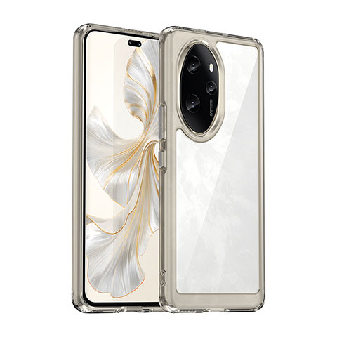 Coque Rebord Contour Silicone et Vitre Transparente Housse Etui J01S pour Huawei Honor 100 Pro 5G Gris