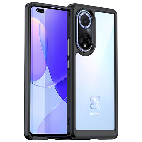 Coque Rebord Contour Silicone et Vitre Transparente Housse Etui J01S pour Huawei Honor 50 Pro 5G Noir