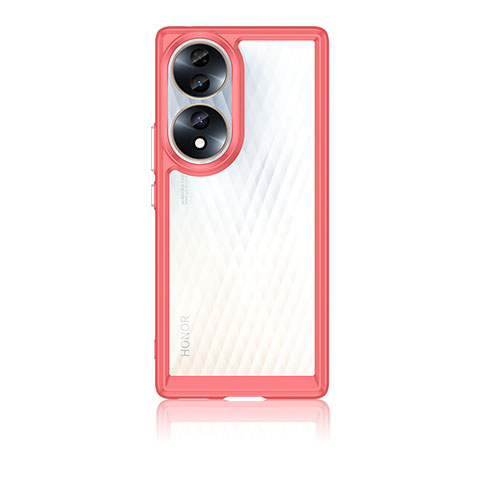 Coque Rebord Contour Silicone et Vitre Transparente Housse Etui J01S pour Huawei Honor 70 5G Rouge