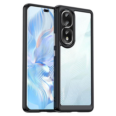 Coque Rebord Contour Silicone et Vitre Transparente Housse Etui J01S pour Huawei Honor 80 Pro 5G Noir