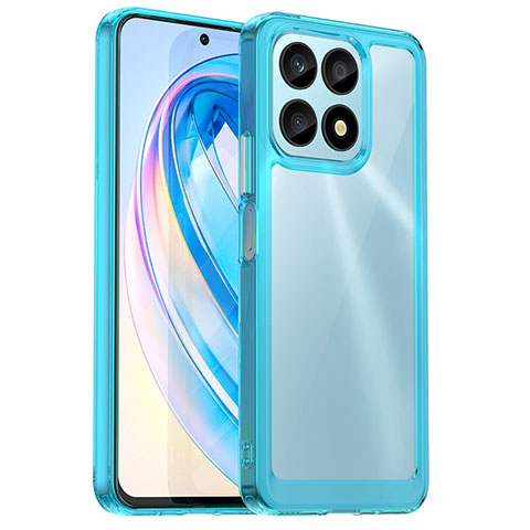 Coque Rebord Contour Silicone et Vitre Transparente Housse Etui J01S pour Huawei Honor X8a 4G Bleu