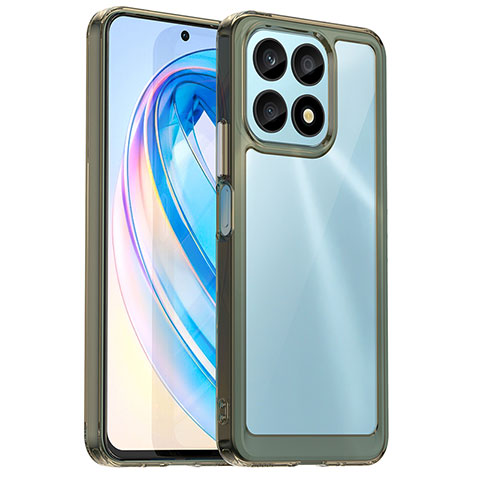 Coque Rebord Contour Silicone et Vitre Transparente Housse Etui J01S pour Huawei Honor X8a 4G Gris