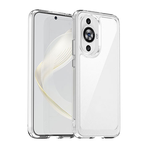 Coque Rebord Contour Silicone et Vitre Transparente Housse Etui J01S pour Huawei Nova 11 Clair