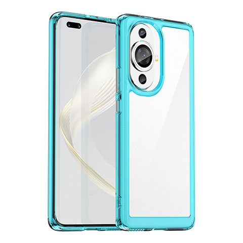 Coque Rebord Contour Silicone et Vitre Transparente Housse Etui J01S pour Huawei Nova 11 Ultra Bleu