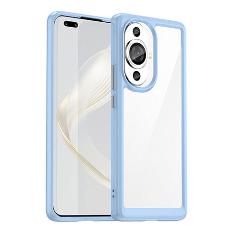 Coque Rebord Contour Silicone et Vitre Transparente Housse Etui J01S pour Huawei Nova 11 Ultra Bleu Ciel