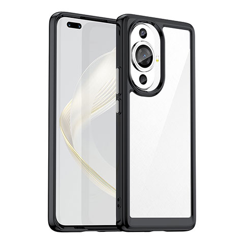 Coque Rebord Contour Silicone et Vitre Transparente Housse Etui J01S pour Huawei Nova 11 Ultra Noir