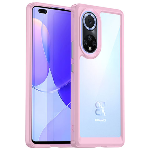 Coque Rebord Contour Silicone et Vitre Transparente Housse Etui J01S pour Huawei Nova 9 Pro Rose