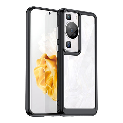 Coque Rebord Contour Silicone et Vitre Transparente Housse Etui J01S pour Huawei P60 Pro Noir