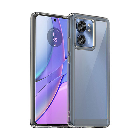 Coque Rebord Contour Silicone et Vitre Transparente Housse Etui J01S pour Motorola Moto Edge 40 5G Gris