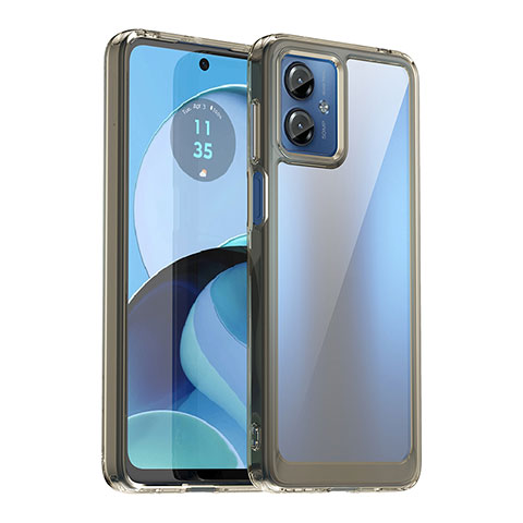 Coque Rebord Contour Silicone et Vitre Transparente Housse Etui J01S pour Motorola Moto G14 Gris