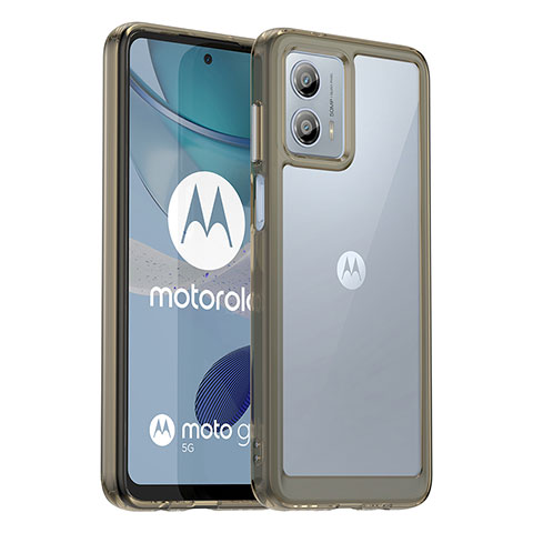 Coque Rebord Contour Silicone et Vitre Transparente Housse Etui J01S pour Motorola Moto G53 5G Gris