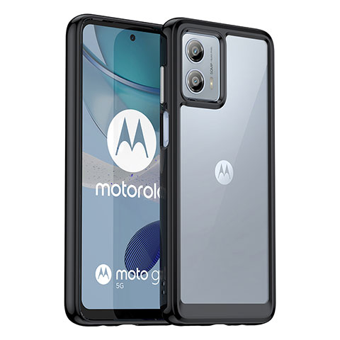 Coque Rebord Contour Silicone et Vitre Transparente Housse Etui J01S pour Motorola Moto G53 5G Noir