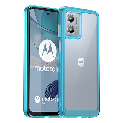 Coque Rebord Contour Silicone et Vitre Transparente Housse Etui J01S pour Motorola Moto G53j 5G Bleu
