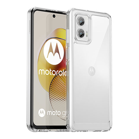 Coque Rebord Contour Silicone et Vitre Transparente Housse Etui J01S pour Motorola Moto G73 5G Clair