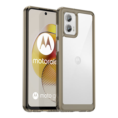 Coque Rebord Contour Silicone et Vitre Transparente Housse Etui J01S pour Motorola Moto G73 5G Gris