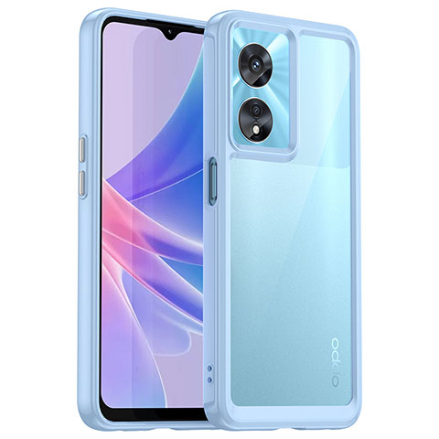 Coque Rebord Contour Silicone et Vitre Transparente Housse Etui J01S pour Oppo A1x 5G Bleu