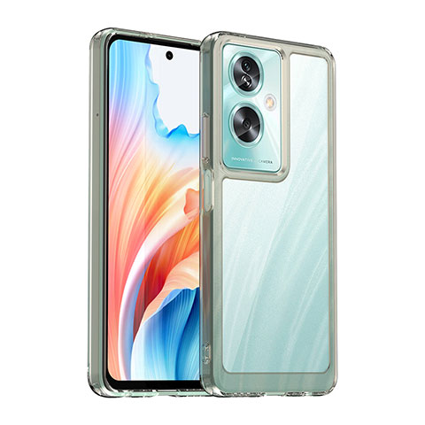 Coque Rebord Contour Silicone et Vitre Transparente Housse Etui J01S pour Oppo A2 5G Gris